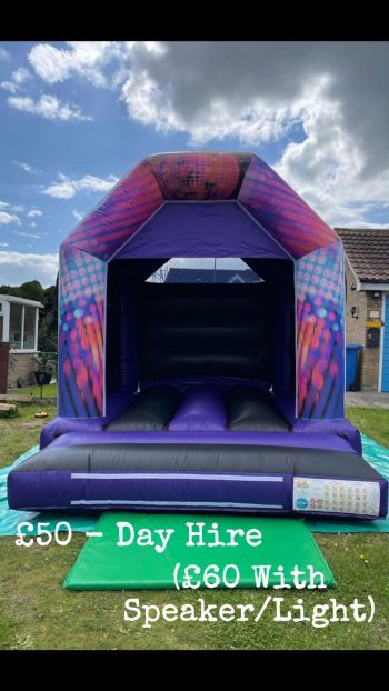 Small bouncy castle comes with its own speaker and lights for an extra fee with.