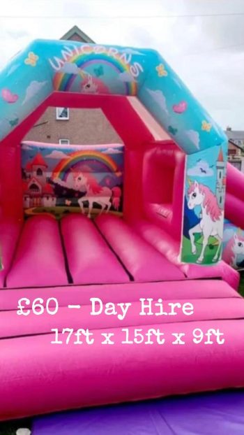 17ft x 15ft x 9ft medium sized bouncy castle.
